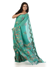 Kavvya Sea Green Soft & Lightweight Taspa Silk Weaving Saree - KAVVYA